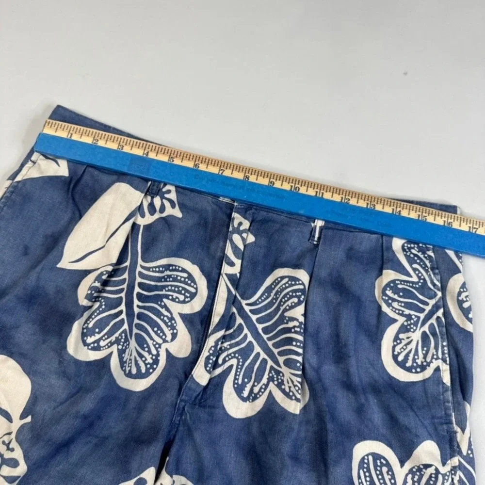 Vtg Polo Ralph Lauren Shorts Mens 33 Blue Tropical Hawiian Pleated Linen‎ USA